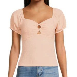 No Boundaries Juniors Pucker Knit Keyhole Top Size Small